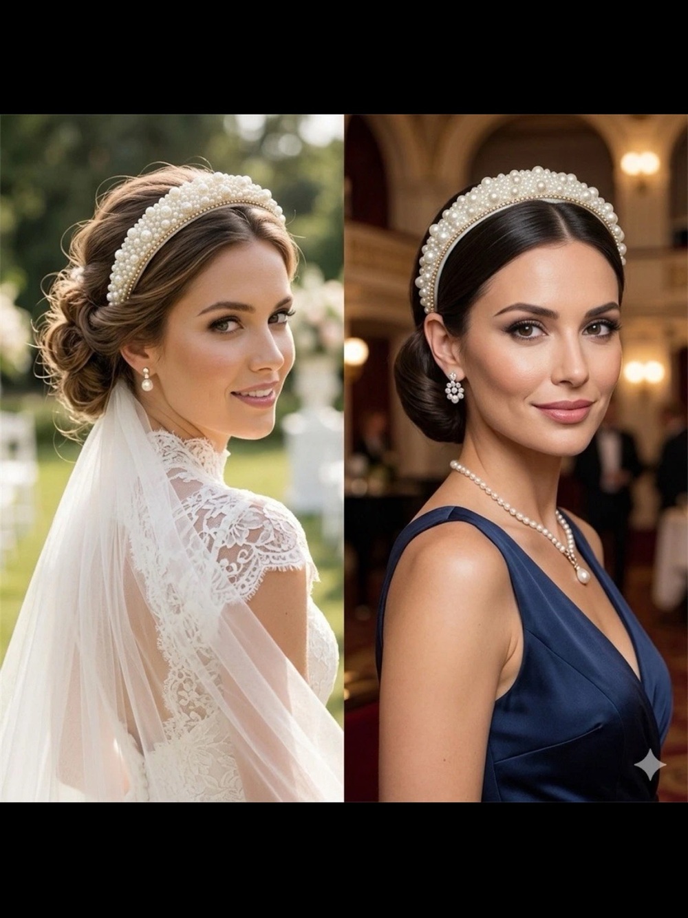 Pearl Embellished Padded Headband - Ivory